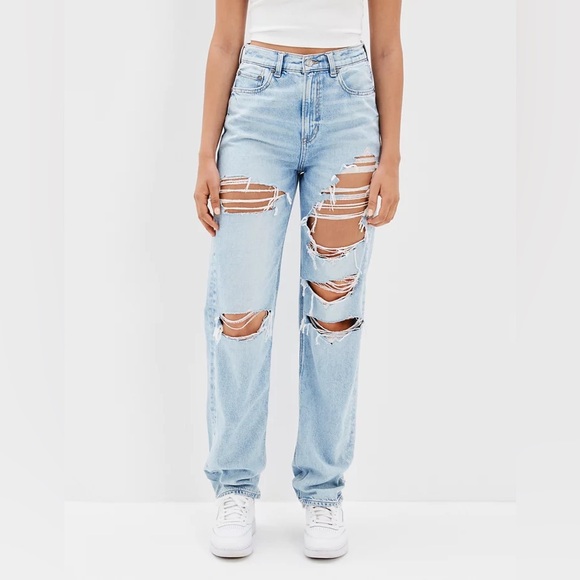 American Eagle Outfitters Denim - American Eagle Baggy Distressed Light Blue Jeans